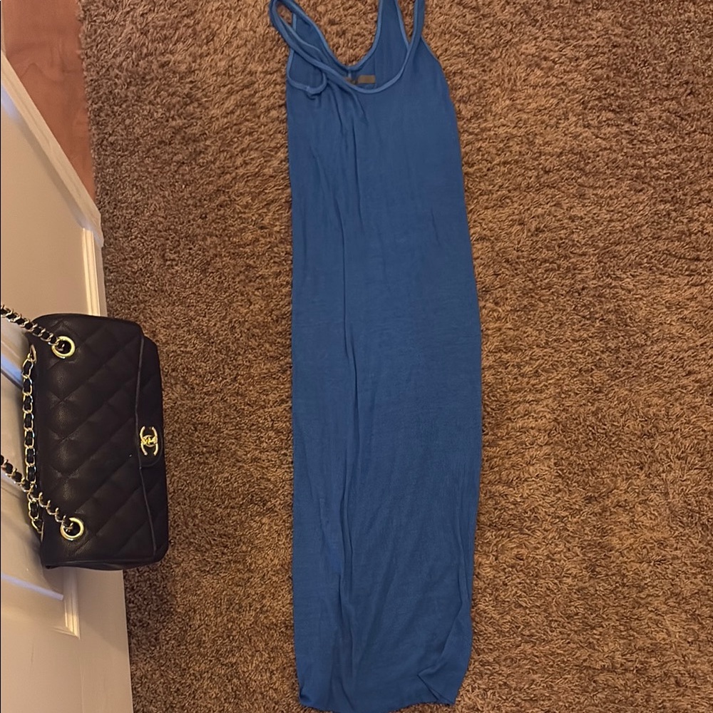 Enza Costa Blue Sleeveless Maxi Tank Dress